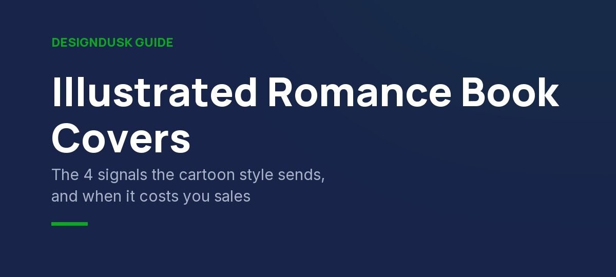 Illustrated Romance Book Covers guide banner on brand navy