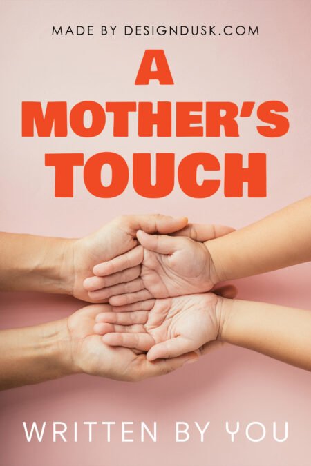 An adult hand gently supports the joined hands of two children against a soft pink background.
