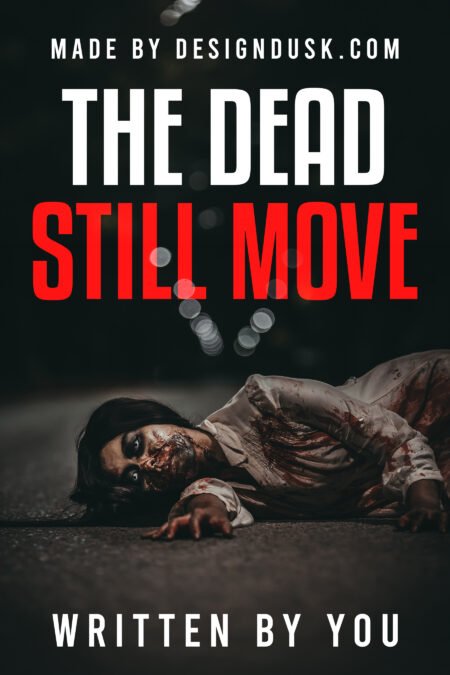 A bloodied figure lies on a dark floor while blurred footsteps approach beneath stark red and white typography.