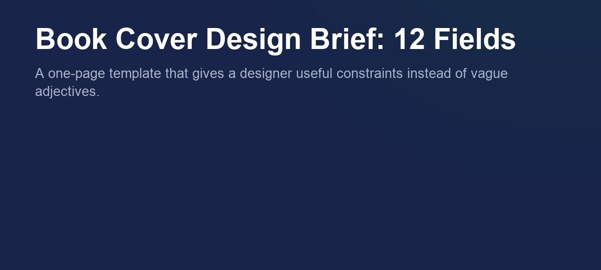 Book cover design brief template with twelve fields