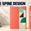 Upright book and separate edge-on spine showing spine width, title safe zones and vertical typography