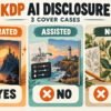 Three-case KDP AI disclosure decision guide for AI-generated, AI-assisted and human-made book covers